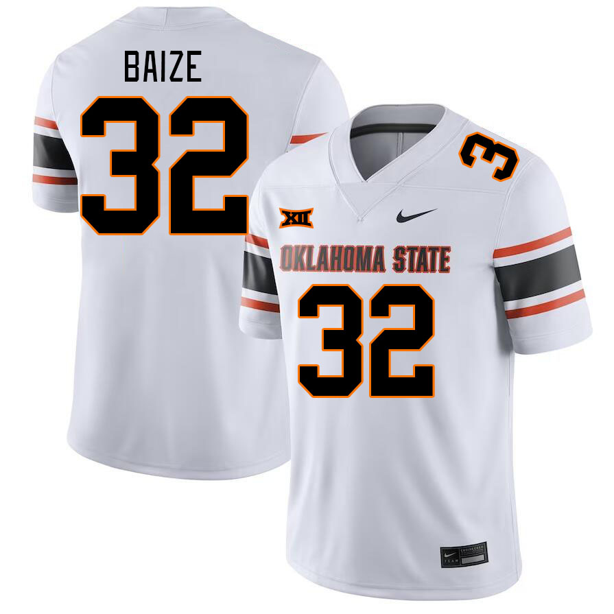 Men #32 Braden Baize Oklahoma State Cowboys College Football Jerseys Stitched-White